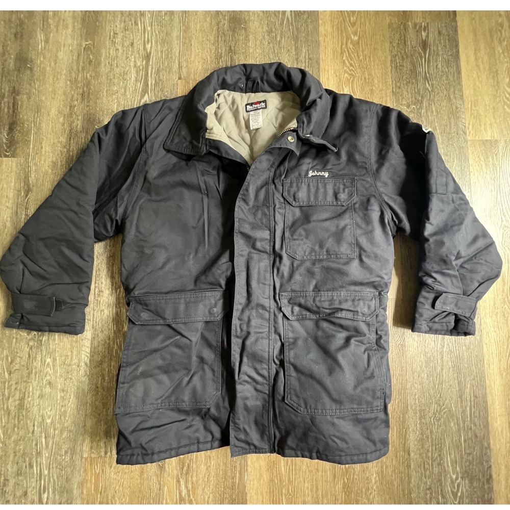 Bulwark Work Jacket Mens Large Black Flame Resistant Excel FR Parka JL P8NV2